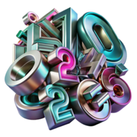 impressive vintage A chaotic jumble of letters and numbers, rendered in a futuristic, metallic style. Neon lighting highlights specific characters authentic png