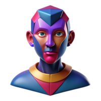 magnificent classic A stylized, abstract representation of a human face, composed of geometric shapes and bold colors. Dramatic, contrasting lighting genuine png