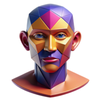 stunning minimalist A stylized, abstract representation of a human face, composed of geometric shapes and bold colors. Dramatic, contrasting lighting 4K png