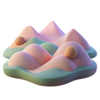stunning artistic A tranquil, abstract landscape of rolling hills and serene skies, rendered in a minimalist, pastel color palette. Soft, ambient lighting high quality png