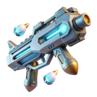 beautiful abstract A futuristic weapon, with intricate carvings and glowing energy cores, floating in mid-air, illuminated by a bright, white light. Sci-fi realism style, studio lighting high quality png