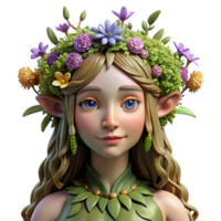 magnificent rustic A serene dryad, adorned with moss and blooming wildflowers, merging seamlessly with a gnarled oak tree, bathed in soft dappled sunlight. Art style Pre-Raphaelite genuine png
