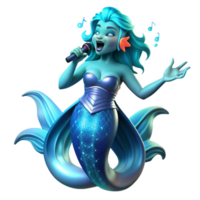 extraordinary vintage A graceful siren, scales shimmering beneath the waves, singing a haunting melody, illuminated by bioluminescent plankton. Art style Surrealism detailed png