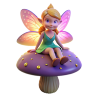 beautiful abstract A whimsical pixie, wings shimmering with iridescent dust, perched on a mushroom, lit by the soft glow of fireflies. Art style Children's book illustration genuine png
