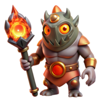 dramatic rustic A fearsome cyclops, single eye burning with fiery rage, wielding a massive club, lit by the glow of molten lava. Art style Dark fantasy authentic png