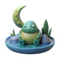 serene abstract A serene kappa, resting by a riverbank, water dripping from its shell, illuminated by the soft light of a crescent moon. Art style Japanese folklore authentic png