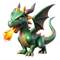 dramatic minimalist A fierce dragon, scales shimmering with emerald and gold, breathing a stream of fire, lit by the glow of its own flames. Art style High fantasy detailed png