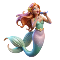 beautiful artistic A beautiful mermaid, long flowing hair adorned with seashells, singing a haunting melody, illuminated by underwater sunlight. Art style Art Nouveau premium png