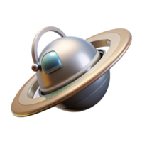 vibrant minimalist A lone, robotic probe floats through the rings of Saturn, its metallic surface reflecting the planet's majestic beauty. Serene, realistic, space art style high resolution png