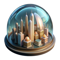 wonderful modern A futuristic cityscape built into the inside of a giant dome, illuminated by artificial sunlight. Utopian lighting, art deco style authentic png