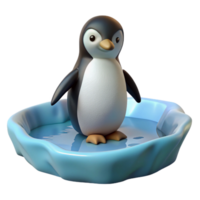 serene artistic A solitary penguin standing on an iceberg, stark white landscape background removed, polar photography style exclusive png