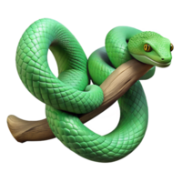 vibrant abstract A slithering green snake wrapped around a tree branch, textured scales, jungle setting removed, nature photography style exclusive png