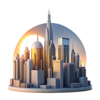 extraordinary classic A futuristic cityscape at dawn, the sun rising behind towering skyscrapers. Soft, warm lighting, futuristic architecture style, panoramic view detailed png