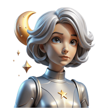 deslumbrante contemporâneo uma fêmea andróide com fluindo, metálico cabelo, olhando melancolicamente às uma distante estrela. etéreo, suave iluminação, arte nouveau estilo Alto qualidade png