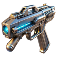 magnificent vintage A futuristic weapon, sleek and metallic, with intricate glowing details. Close-up, detailed, dramatic lighting high quality png