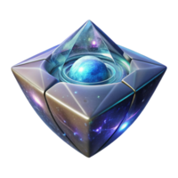 elegant modern A crystalline alien structure pulsating with energy, floating in the vast emptiness of space, illuminated by the light of a distant quasar. Style abstract art original png