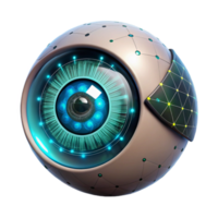 extraordinary rustic A close-up of a cyborg's eye, displaying complex data streams and holographic projections, illuminated by a bright, internal light source. Style cyberpunk authentic png
