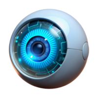 vibrant traditional A close-up of a cyborg's eye, displaying complex data streams and holographic projections, illuminated by a bright, internal light source. Style cyberpunk high quality png
