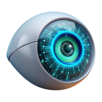 magnificent creative A close-up of a cyborg's eye, displaying complex data streams and holographic projections, illuminated by a bright, internal light source. Style cyberpunk professional png