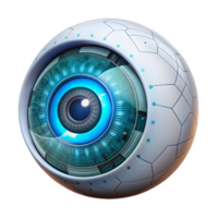 impressive rustic A close-up of a cyborg's eye, displaying complex data streams and holographic projections, illuminated by a bright, internal light source. Style cyberpunk professional png