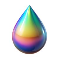 elegant modern A single, luminous tear-shaped drop, refracting light into a spectrum of colors, with a hyperrealistic rendering style detailed png