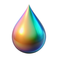 vibrant contemporary A single, luminous tear-shaped drop, refracting light into a spectrum of colors, with a hyperrealistic rendering style professional png