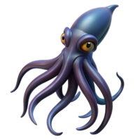 extraordinary vintage A giant squid swimming through the dark depths of the ocean, its tentacles trailing behind it, in a mysterious, monstrous style 4K png