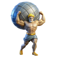 elegant modern A powerful Atlas holding the celestial sphere on his shoulders, classical style, strained lighting high quality png