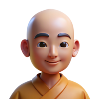 wonderful classic Portrait of a serene monk with a peaceful expression and shaved head, lit by soft, diffused light, in a minimalist style high quality png