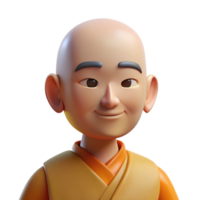 vibrant abstract Portrait of a serene monk with a peaceful expression and shaved head, lit by soft, diffused light, in a minimalist style professional png