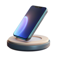 beautiful abstract A levitating wireless charger powering a futuristic smartphone, soft white lighting, minimalist style authentic png