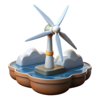 impressive modern Floating wind turbine platform, sleek aerodynamic design, ocean waves and clouds, sunset lighting, renewable energy concept art high quality png