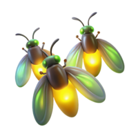 extraordinary minimalist Three fireflies glowing against a dark, transparent backdrop, bioluminescent light, magical realism style high quality png