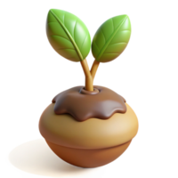 beautiful traditional A sprouting acorn with a tiny oak tree emerging, soft earth tones, gentle lighting, hopeful and symbolic style 4K png