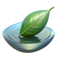 serene abstract A single leaf floating on water, reflective surface, serene and peaceful, minimalist style authentic png