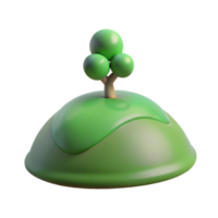elegant minimalist A rolling green hill with a single tree on top, soft afternoon light, peaceful and idyllic style detailed png
