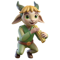 magnificent minimalist A playful satyr with goat legs and a mischievous grin, playing a pan flute. Warm lighting, pastoral style original png