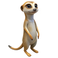 beautiful modern A curious meerkat standing on its hind legs, desert setting midday sun, photorealistic style original png