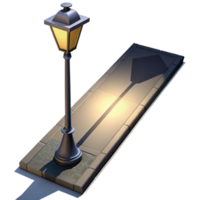 impressive traditional A streetlight casting a long shadow down a deserted street. Noir style, dramatic lighting original png