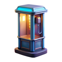 extraordinary modern A vintage payphone booth illuminated by a flickering neon sign. Retro style, night lighting high quality png