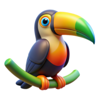 extraordinary contemporary A colorful toucan perched on a branch, vibrant rainforest backdrop, bright and cheerful style authentic png