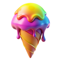 dramatic modern A melting ice cream cone dripping vibrant, psychedelic colors, lit by a warm, summery glow, Pop Art style original png