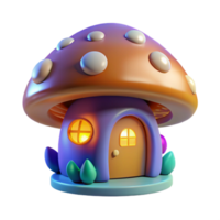 extraordinary minimalist A whimsical, mushroom-shaped house with glowing, bioluminescent windows, nestled in a enchanted forest, under a starry night sky. Children's book illustration style authentic png