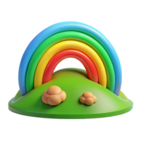 wonderful contemporary A vibrant rainbow arching over a green valley, bright, cheerful lighting, hopeful, optimistic style high quality png