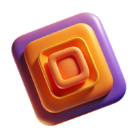 beautiful classic A series of concentric squares, rotating around a central point, with a gradient of colors from deep purple to bright orange, rendered in a minimalist, geometric style exclusive png