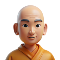 magnificent traditional Portrait of a serene monk with a peaceful expression and shaved head, lit by soft, diffused light, in a minimalist style genuine png