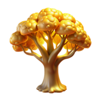 stunning rustic A solitary, ancient tree with luminous leaves, casting a golden glow on the surrounding meadow. Dreamlike style authentic png