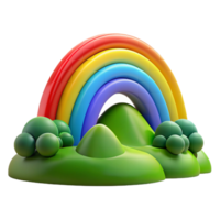 beautiful artistic A vibrant rainbow arcing over a green valley, dramatic lighting, realistic style, panoramic view, 4K png