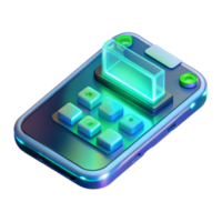 impressive abstract A transparent smartphone displaying a complex user interface, cool blue and green lighting, futuristic style professional png