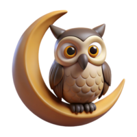 extraordinary abstract A wise old owl perched on a crescent moon, ethereal moonlight, dreamlike art style high resolution png